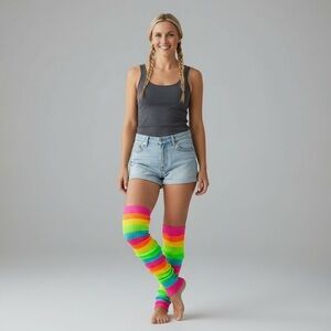 🌈Neon Rainbow 80s Leg Warmers One Size🌈